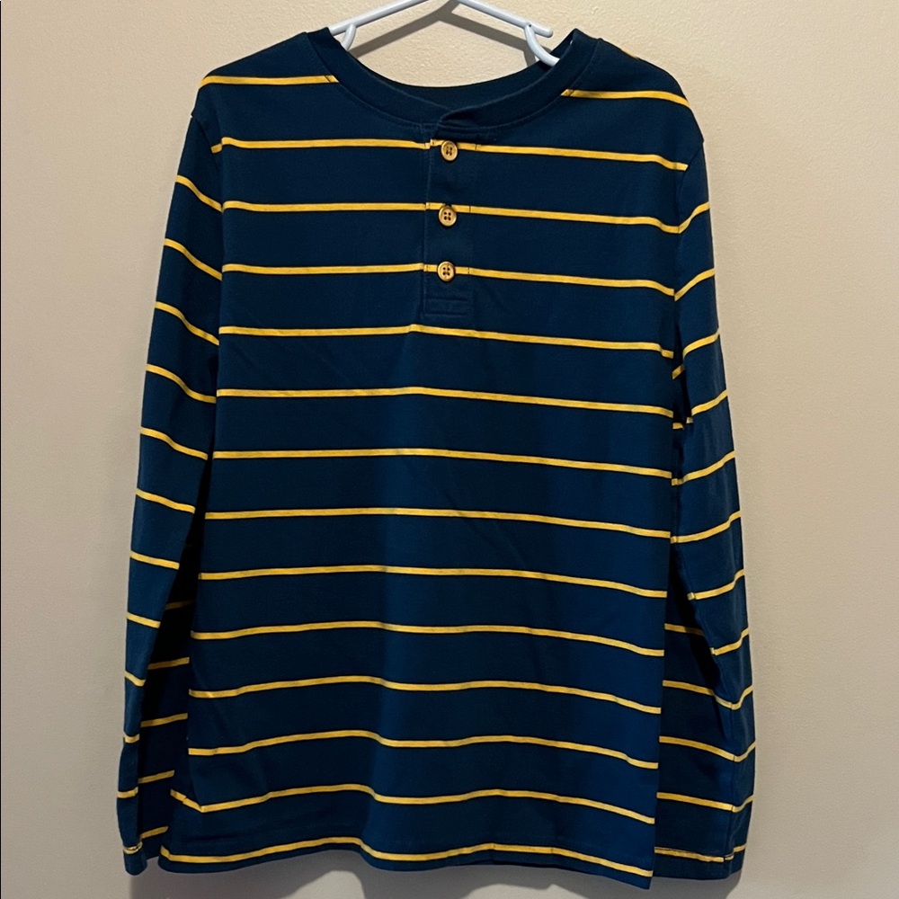 Boys Jumping Beans Striped Navy and Yellow Long Sleeve Shirt
